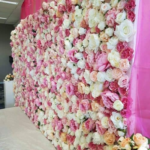 Bright Pink, white and red rose flower wall