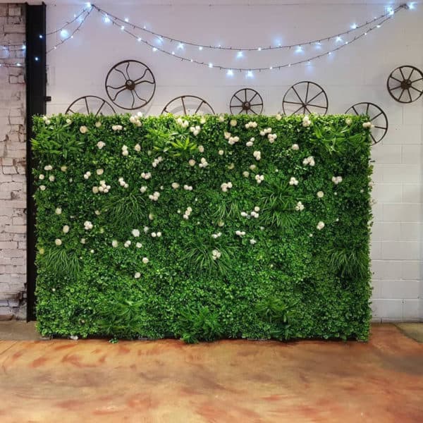 Lush Green Flower Wall (With or Without White Roses)