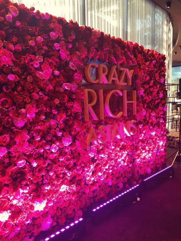 Crazy Rich Asians pink flower wall