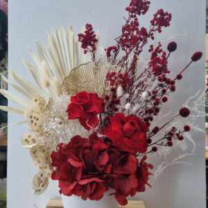 romantic red preserved flower arrangement medium