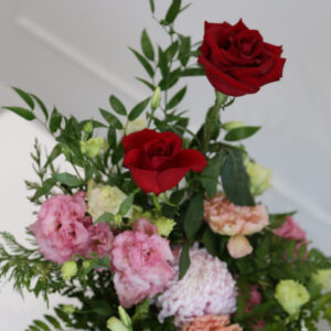 Roses with mixed seasonal flowers in a Large Box